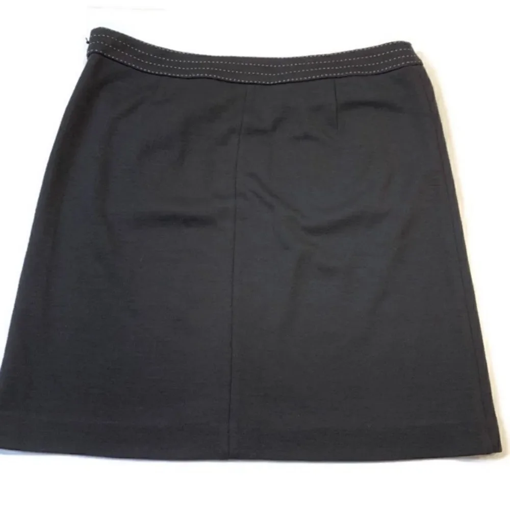 Tory Burch Annabelle Black and Tan whipstitch wool blend skirt